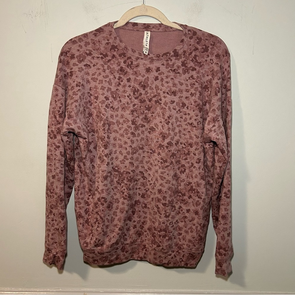 Athleta Navy Medusa Studio To Street Cheetah Print Sweatshirt Size XS - Picture 2 of 9